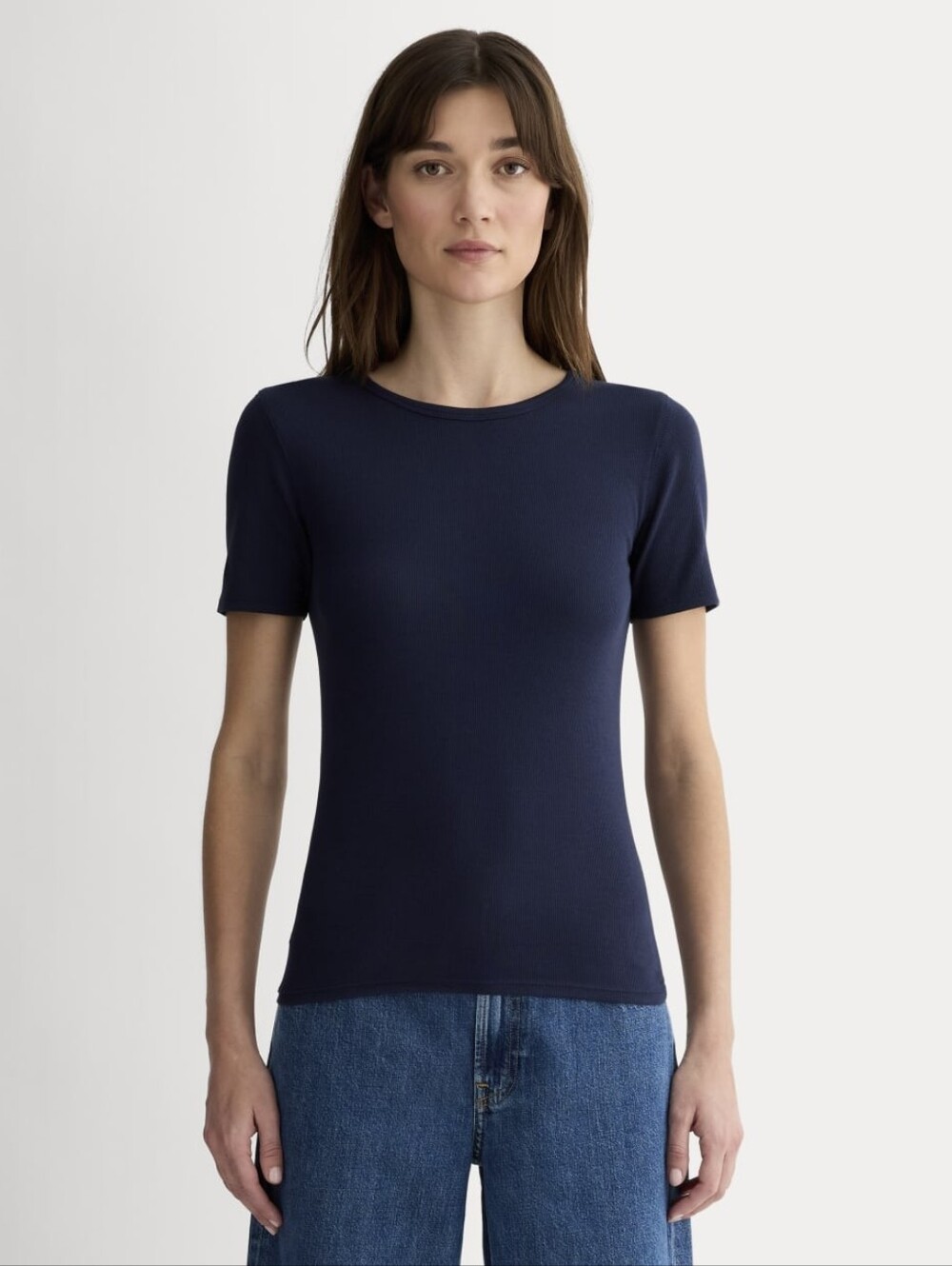 NWOT Everlane Navy Luxe Ribbed Crewneck Tee - Size XS